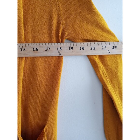 Seven Manor Open Front Cardigan Sweater Womens MediumYellow Pockets Light Weight - Picture 4 of 9